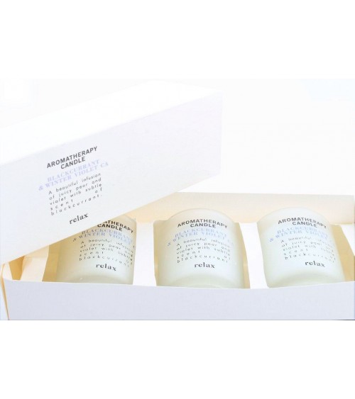 Bougies aromathérapie coffret de 3 cassis et violette d'hiver