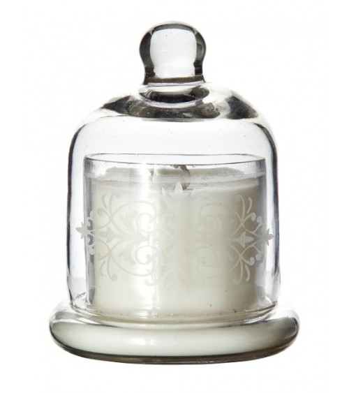 Bougie parfumée avec cloche décorée fleur de coton