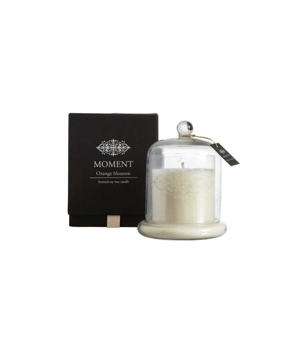 Bougie parfumée avec cloche décorée fleur de coton