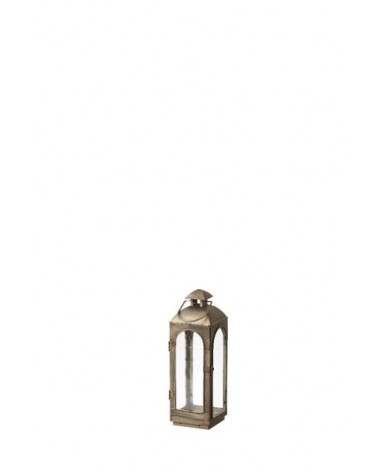 Lanterne métal brut hauteur 33/37 cm