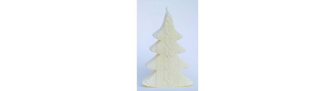 Bougie sapin aspect tricot